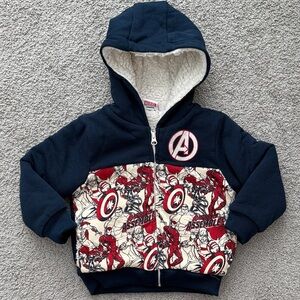 Marvel Avengers Kids Zipper Hoodie - Navy and White - size 3T